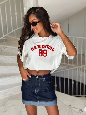 T-shirt "San Diego" - Blanc/Rouge