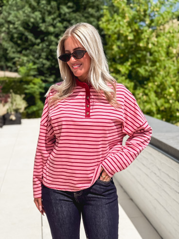 Pull fin ligné Clarissa - Rose