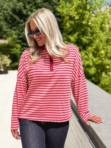 Pull fin ligné Clarissa - Rose