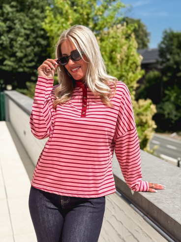 Pull fin ligné Clarissa - Rose