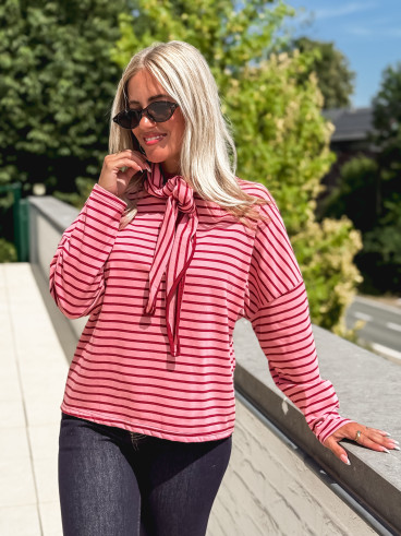 Pull fin ligné Clarissa - Rose
