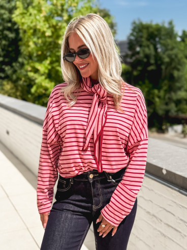 Pull fin ligné Clarissa - Rose