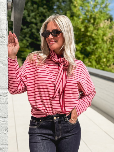 Pull fin ligné Clarissa - Rose