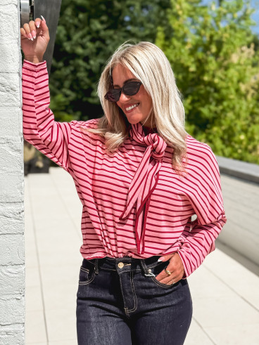 Pull fin ligné Clarissa - Rose
