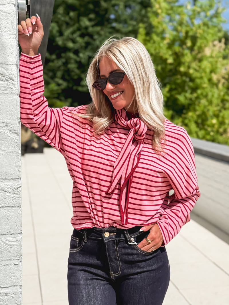 Pull fin ligné Clarissa - Rose