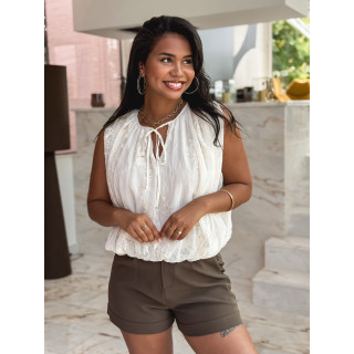 Blouse à motifs Estella - Ecru