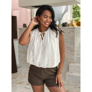 Blouse à motifs Estella - Ecru