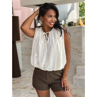Blouse à motifs Estella - Ecru