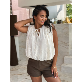 Blouse à motifs Estella - Ecru