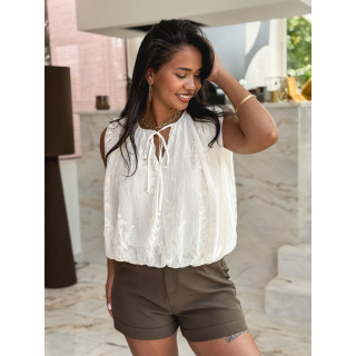 Blouse à motifs Estella - Ecru