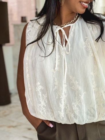 Blouse à motifs Estella - Ecru Blouse à motifs Estella - Ecru