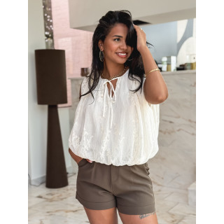 Blouse à motifs Estella - Ecru
