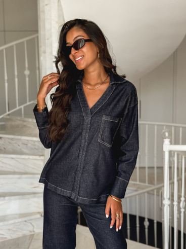 Blouse en jeans Estoria - Bleu foncé Blouse en jeans Estoria - Bleu foncé