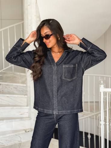 Blouse en jeans Estoria - Bleu foncé Blouse en jeans Estoria - Bleu foncé