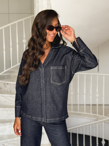 Blouse en jeans Estoria - Bleu foncé Blouse en jeans Estoria - Bleu foncé