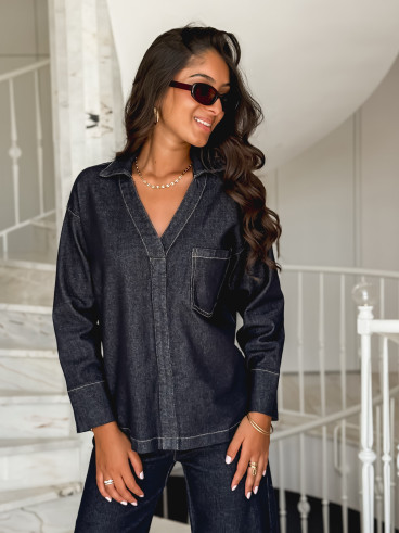 Blouse en jeans Estoria - Bleu foncé Blouse en jeans Estoria - Bleu foncé