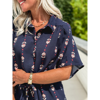 Chemisier à motifs Noréline - Bleu marine