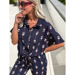 Chemisier à motifs Noréline - Bleu marine