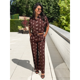 Pantalon à motifs Noréline - Chocolat
