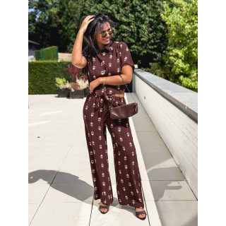 Pantalon à motifs Noréline - Chocolat