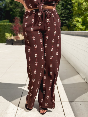 Pantalon à motifs Noréline - Chocolat
