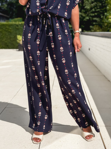 Pantalon à motifs Noréline - Bleu marine