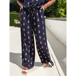 Pantalon à motifs Noréline - Bleu marine