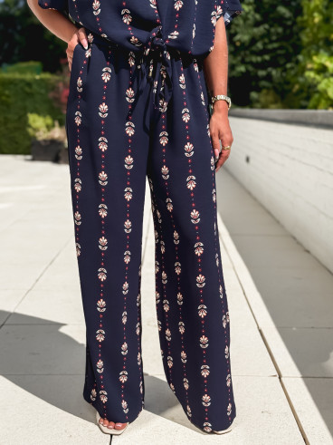 Pantalon à motifs Noréline - Bleu marine