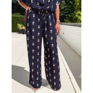 Pantalon à motifs Noréline - Bleu marine