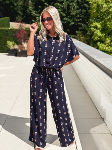 Pantalon à motifs Noréline - Bleu marine