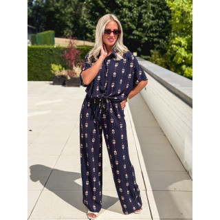 Pantalon à motifs Noréline - Bleu marine