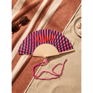 Eventail "Ciao" - Fuchsia/Bleu marine