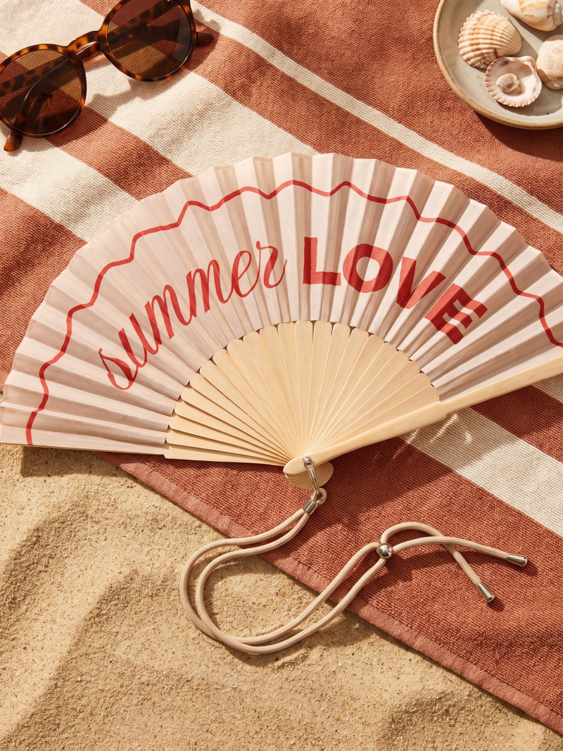 Eventail "Summer Love" - Beige/Rouge Eventail "Summer Love" - Beige/Rouge