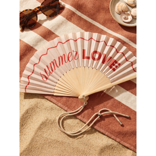 Eventail "Summer Love" - Beige/Rouge