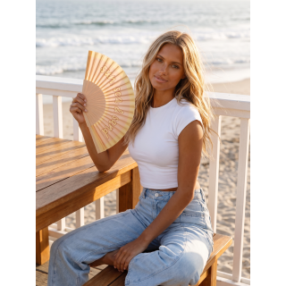 Eventail "Sun, sea & sand" - Beige/Jaune