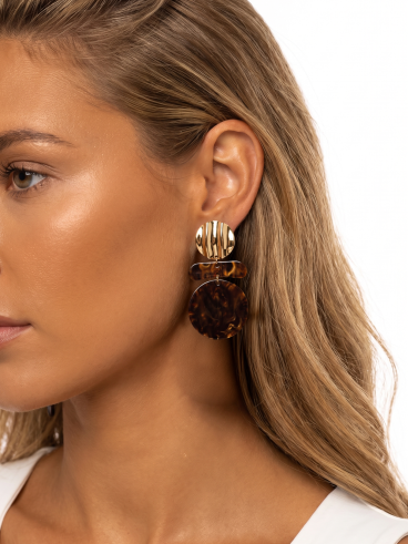 Boucles d'oreilles Chrysalis - Chocolat/Doré