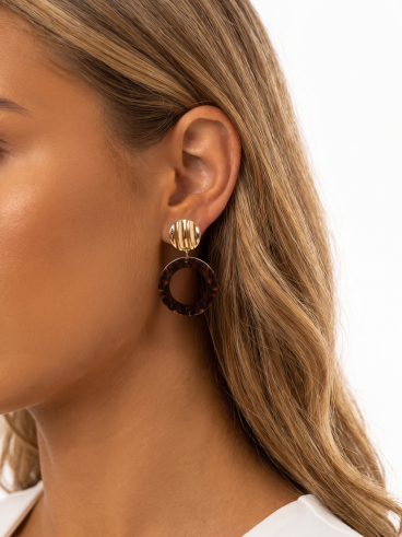 Boucles d'oreilles Istanbul - Doré/Choco