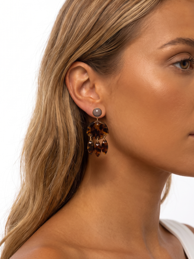 Boucles d'oreilles Solane - Chocolat/Doré