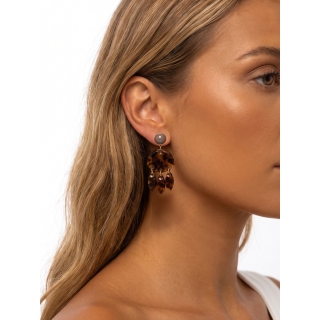 Boucles d'oreilles Solane - Chocolat/Doré