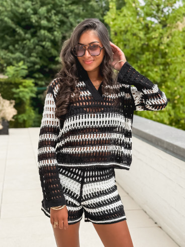 Ensemble en crochet Sylvette - Noir/Blanc