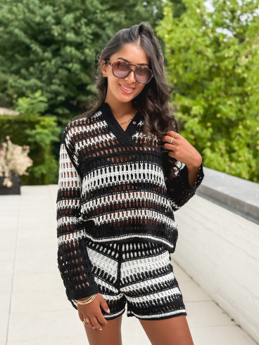 Ensemble en crochet Sylvette - Noir/Blanc