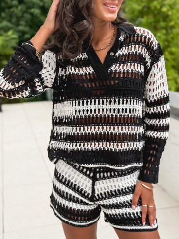 Ensemble en crochet Sylvette - Noir/Blanc