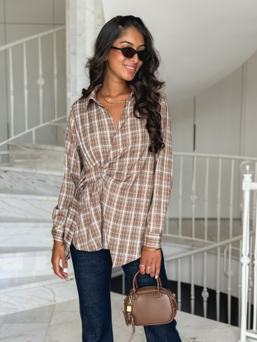 Blouse à carreaux Elizabeth - Taupe