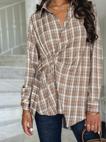 Blouse à carreaux Elizabeth - Taupe