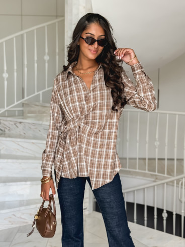Blouse à carreaux Elizabeth - Taupe