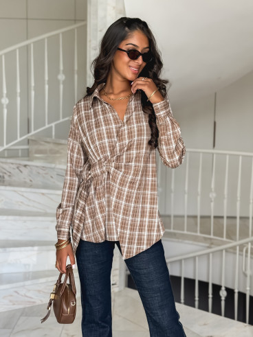 Blouse à carreaux Elizabeth - Taupe