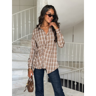 Blouse à carreaux Elizabeth - Taupe
