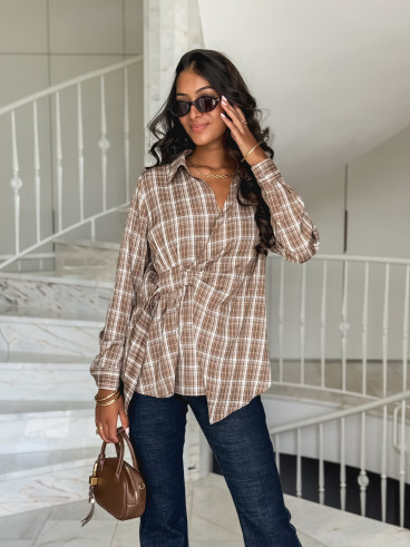 Blouse à carreaux Elizabeth - Taupe