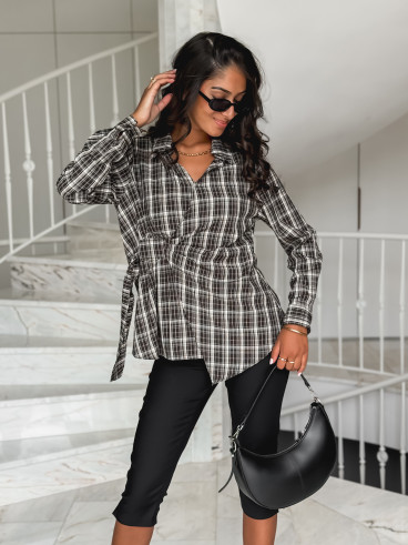 Blouse à carreaux Elizabeth - Café Blouse à carreaux Elizabeth - Café