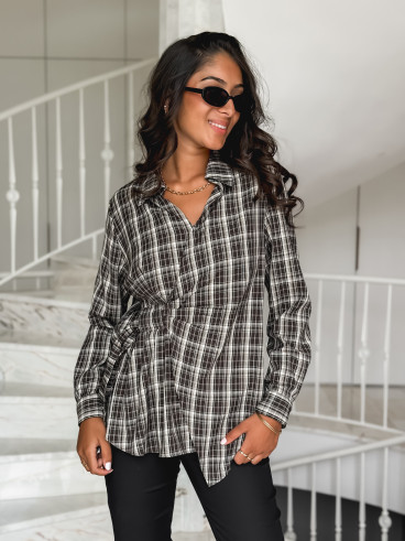 Blouse à carreaux Elizabeth - Café Blouse à carreaux Elizabeth - Café
